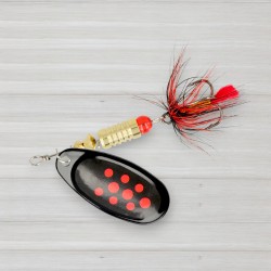 Блешня обертова ZEOX Dominator № 3, 6г, колір 010 Black-Red Dot